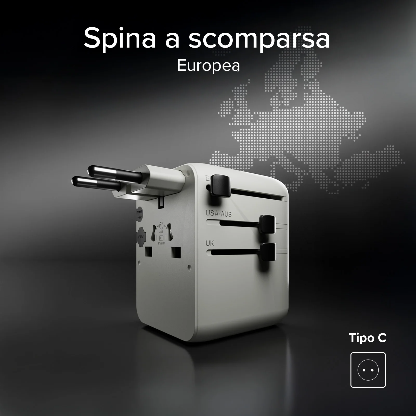 Adattatore universale da viaggio con cavo USB-C integrato - Image 12