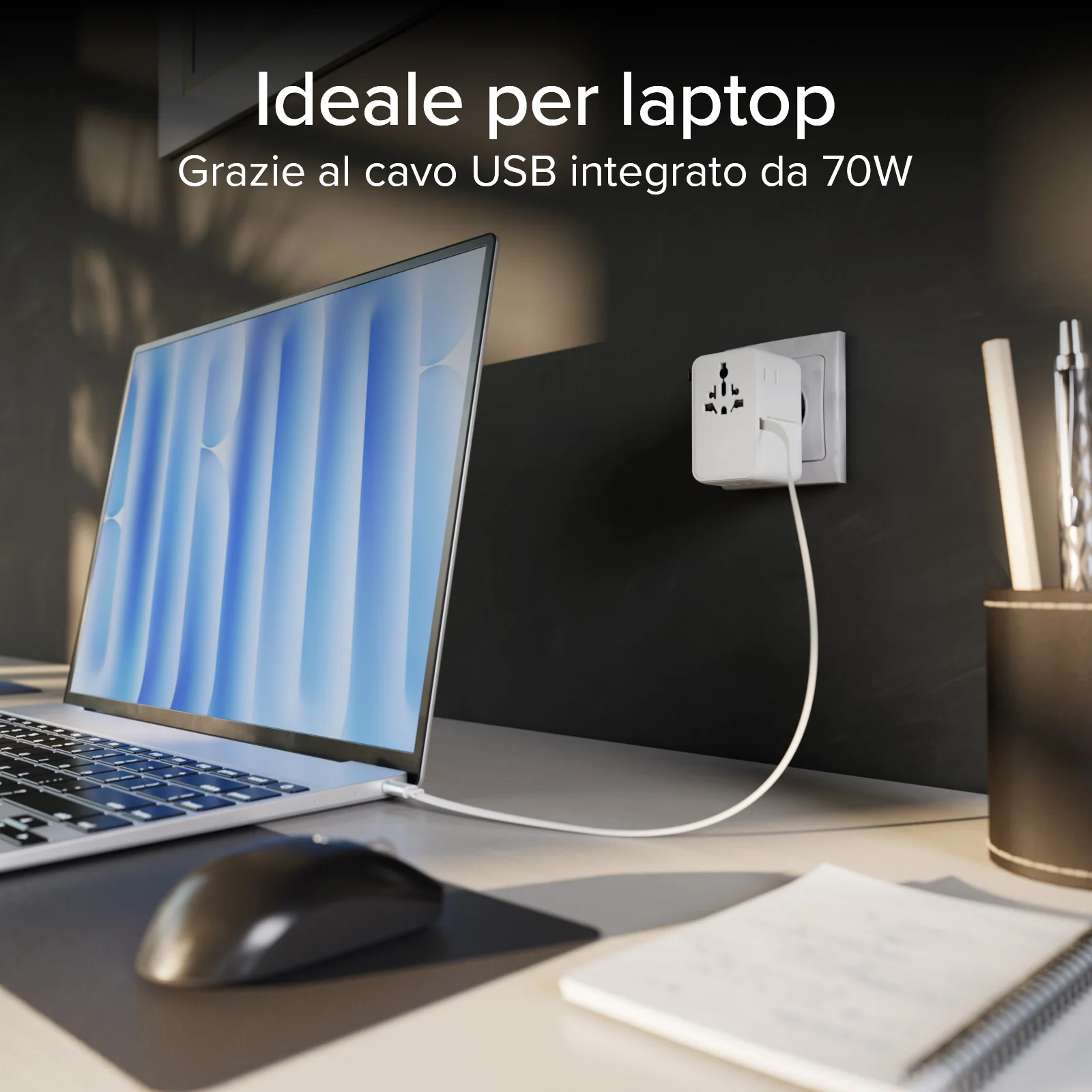 Adattatore universale da viaggio con cavo USB-C integrato - Image 6