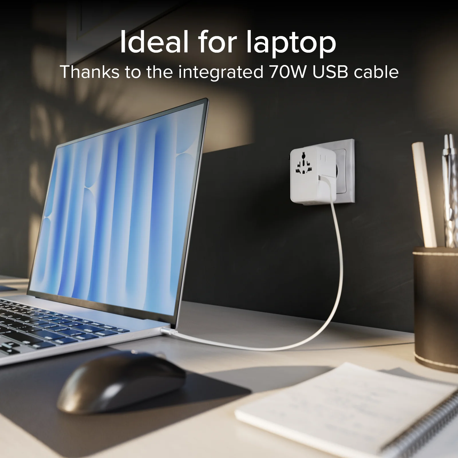 Adattatore universale da viaggio con cavo USB-C integrato - Image 7