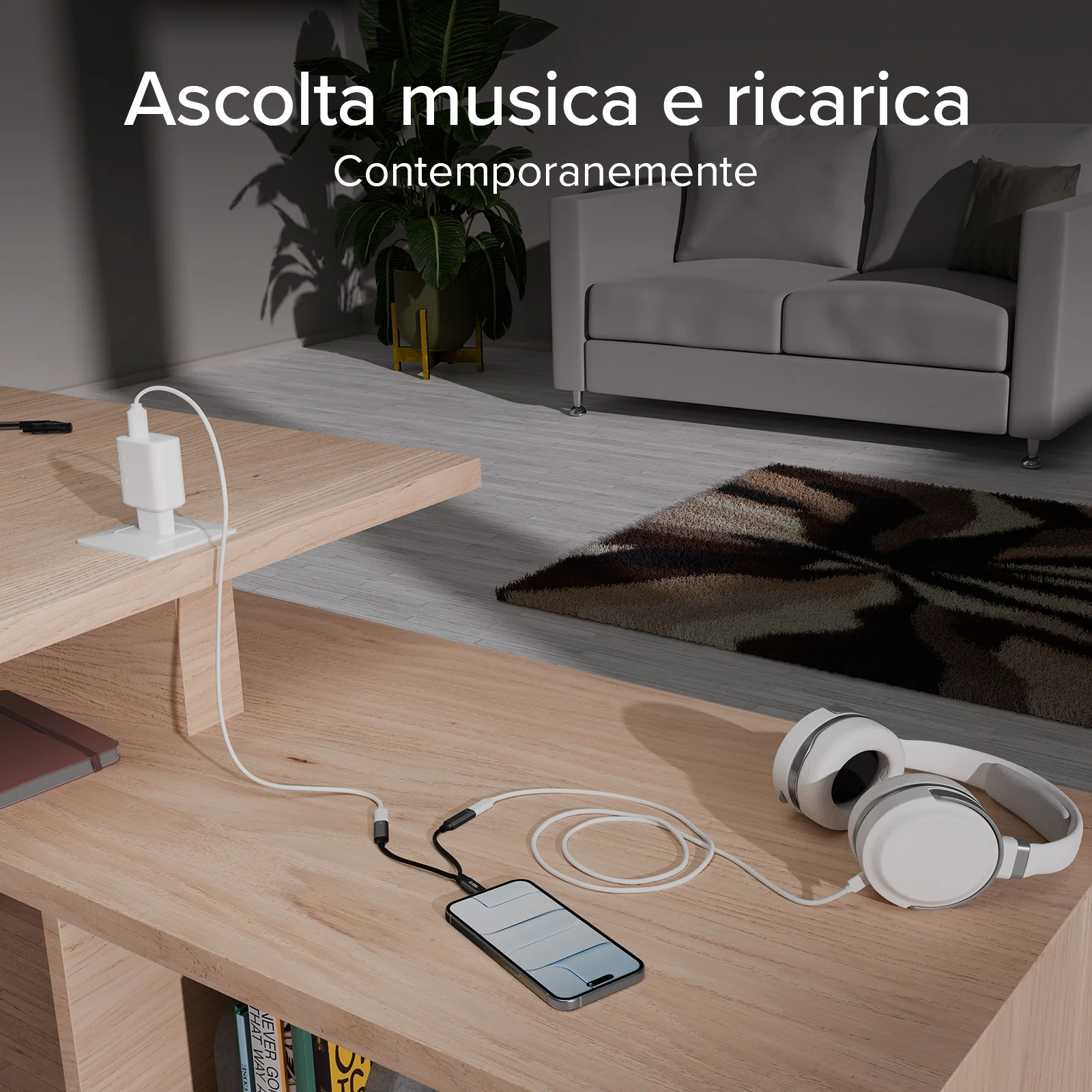 Adattatore USB-C audio e ricarica simultanea - Image 13
