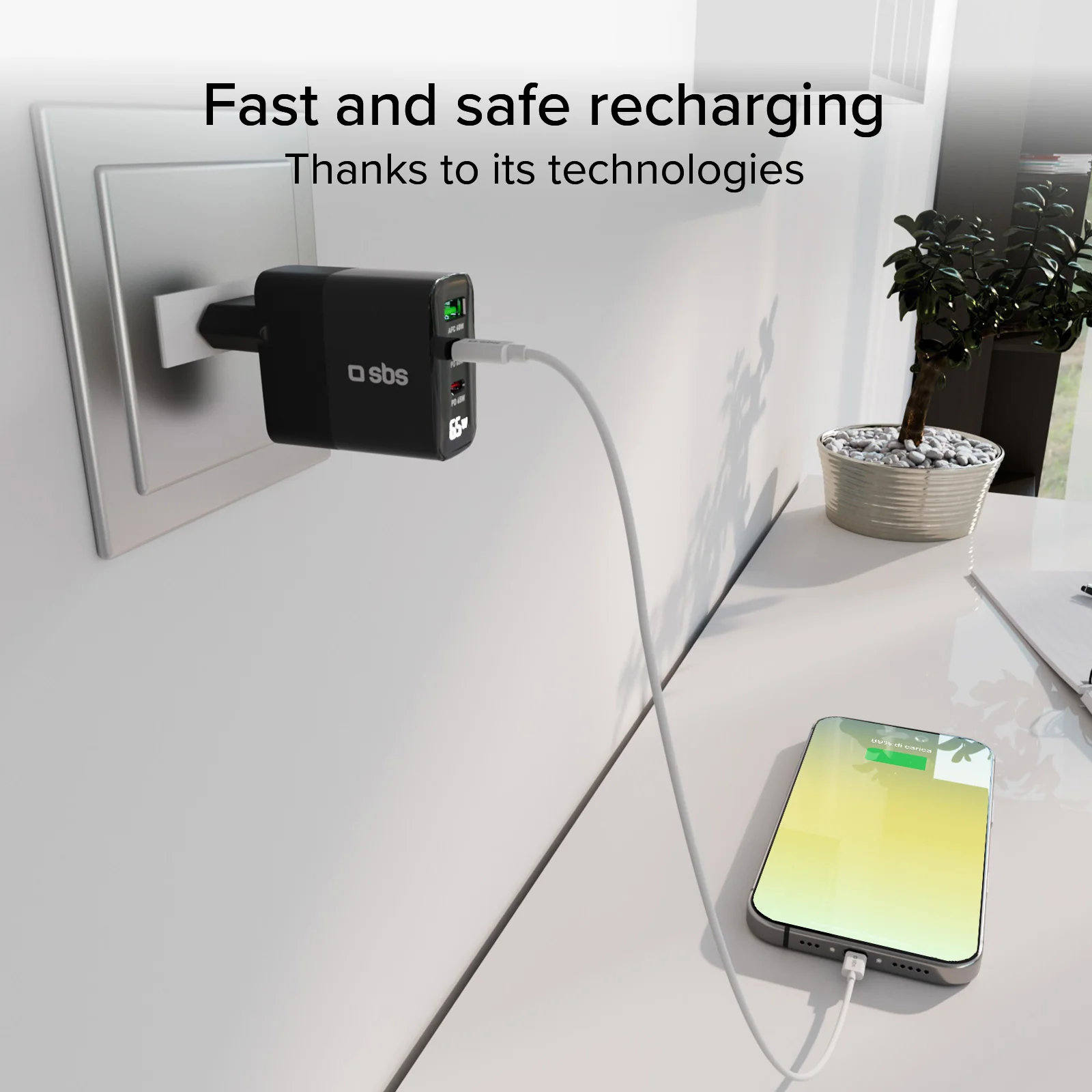 Caricabatterie 65W, display LCD, 2 Uscite USB-C PD, 1 USB-A Adaptive Fast Charge - Image 12