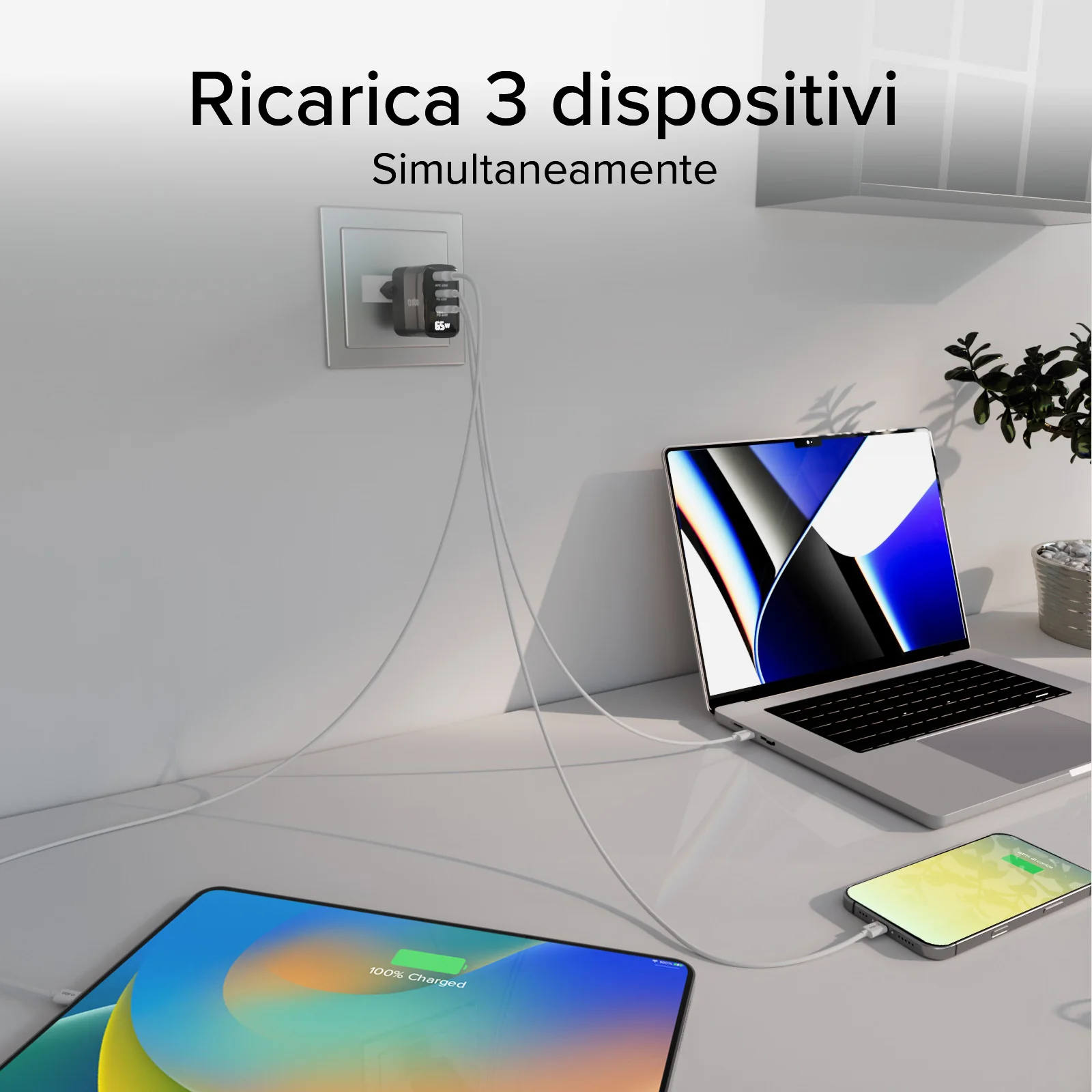 Caricabatterie 65W, display LCD, 2 Uscite USB-C PD, 1 USB-A Adaptive Fast Charge - Image 15