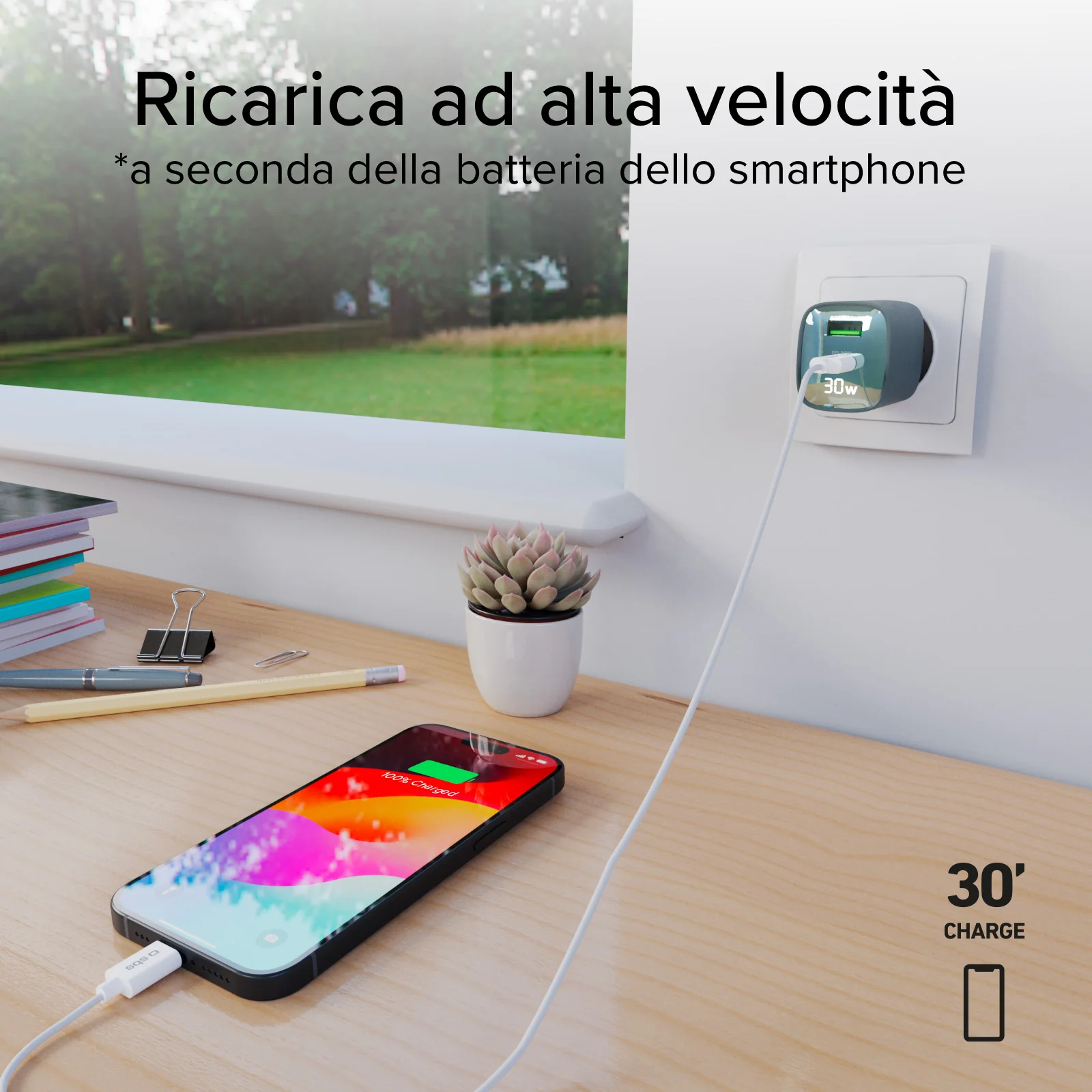 Caricabatterie da muro, schermo LCD, 1 uscita USB-C PD 30W, 1 uscita USB-A 18W - Image 13
