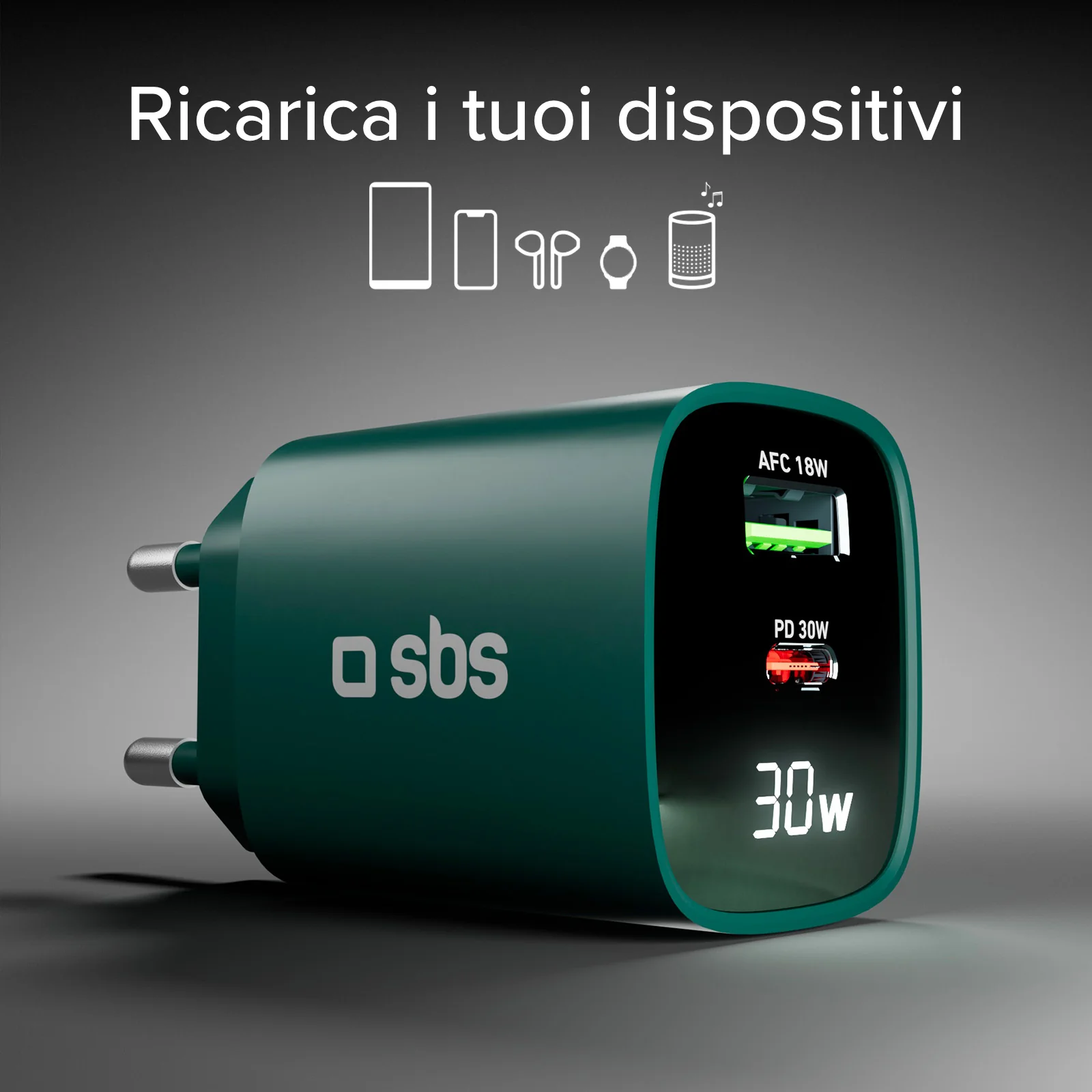 Caricabatterie da muro, schermo LCD, 1 uscita USB-C PD 30W, 1 uscita USB-A 18W - Image 41