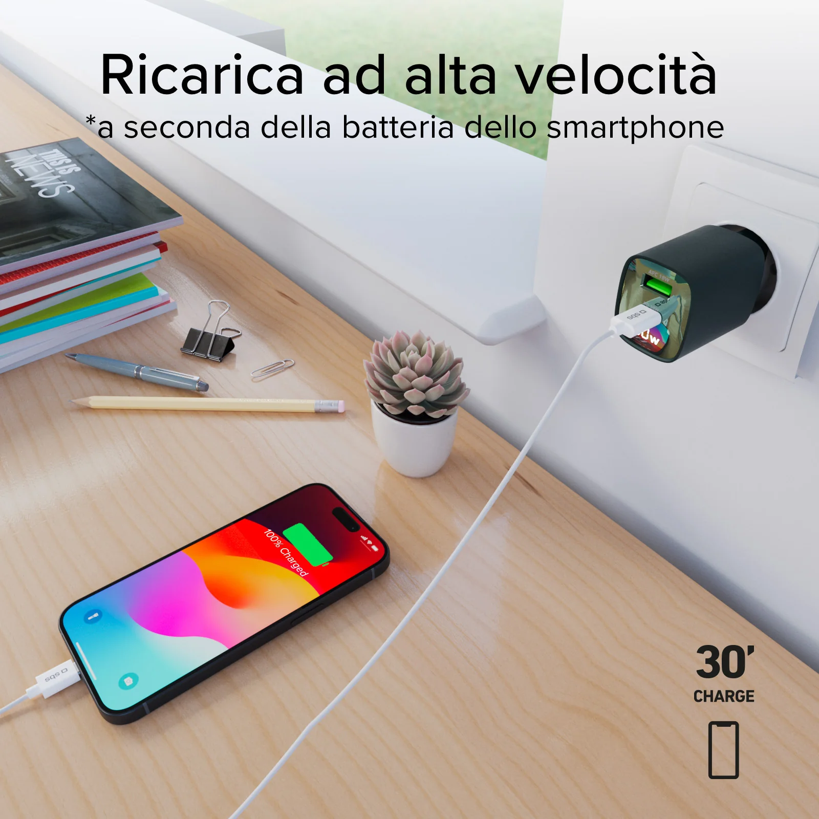 Caricabatterie da muro, schermo LCD, 1 uscita USB-C PD 30W, 1 uscita USB-A 18W - Image 49
