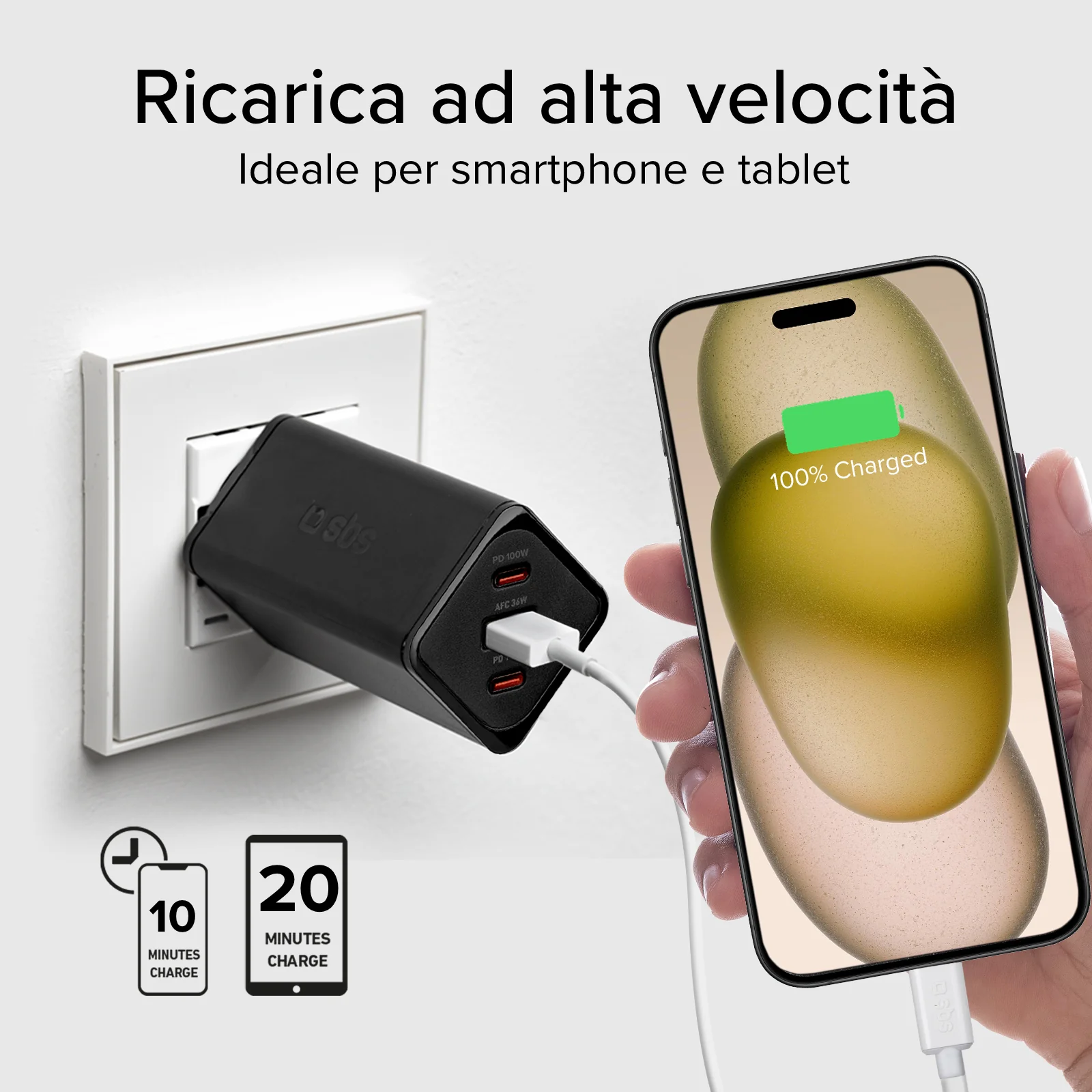 Caricatore caricabatterie GaN da 100 Watt con Power Delivery (PD) - Image 15