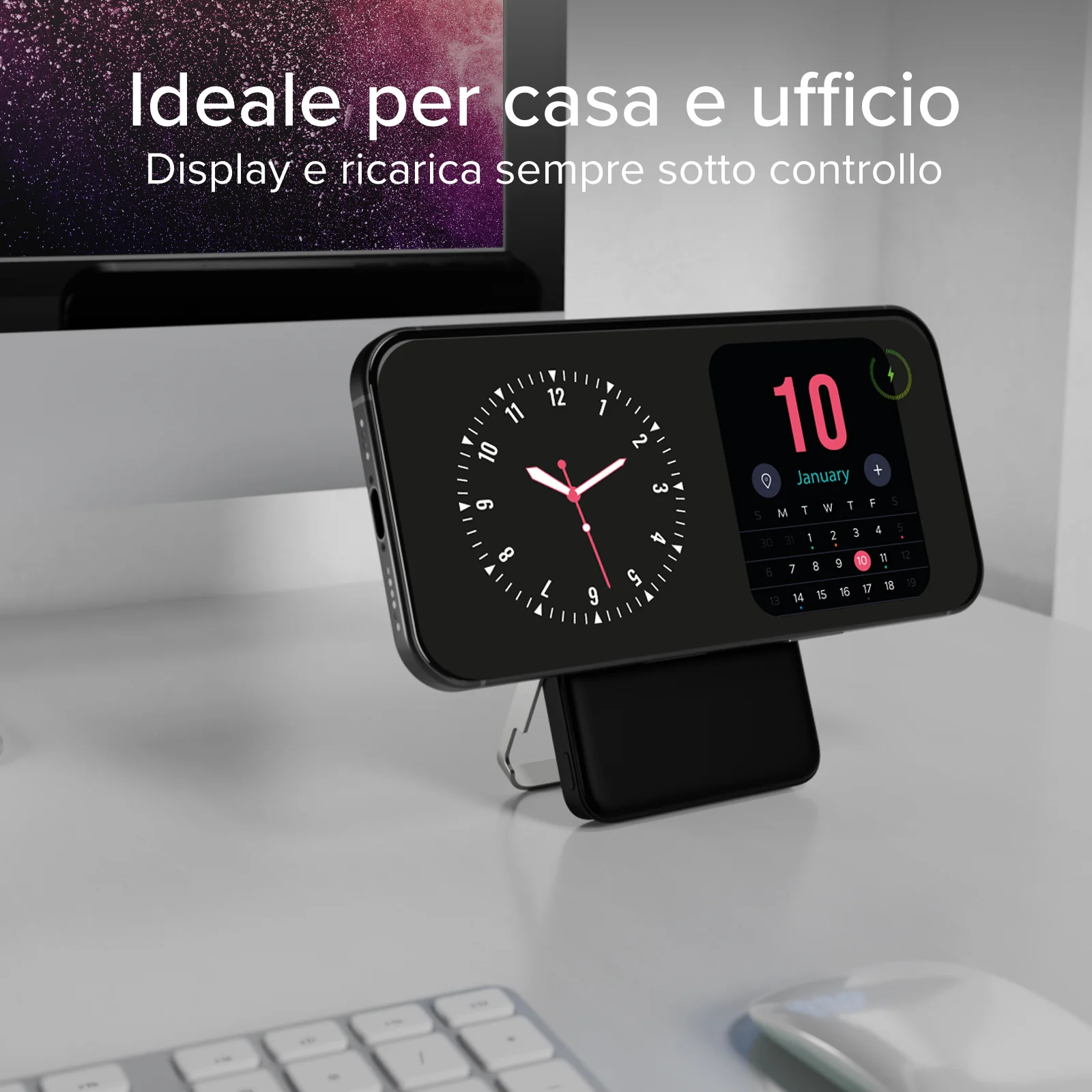 Power bank battery pack 5.000 mAh wireless con supporto stand integrato e LCD - Image 21