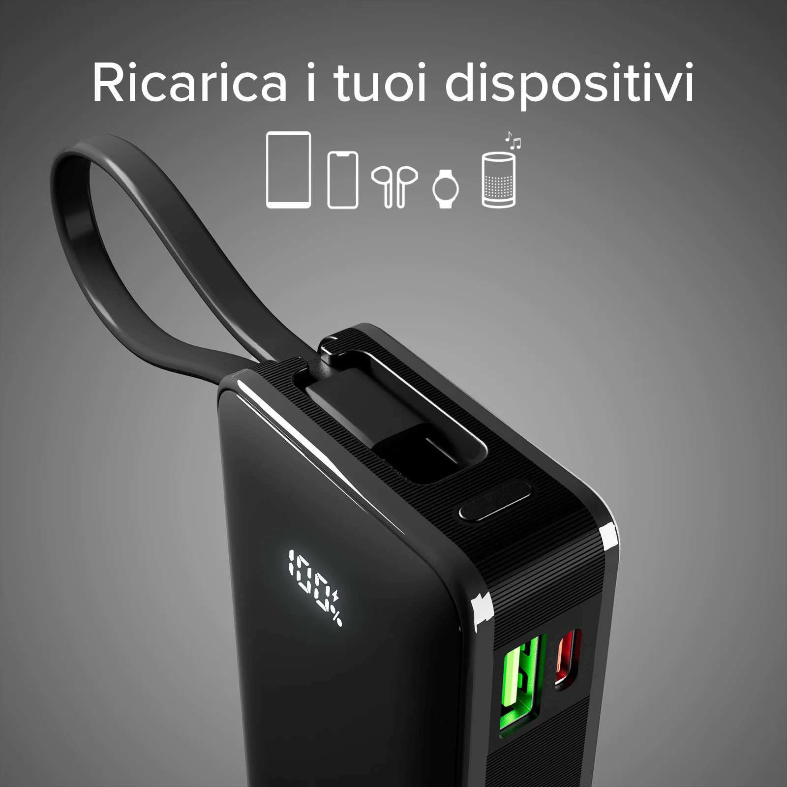 Power bank 10.000 mAh con cavo USB-C integrato - Image 7