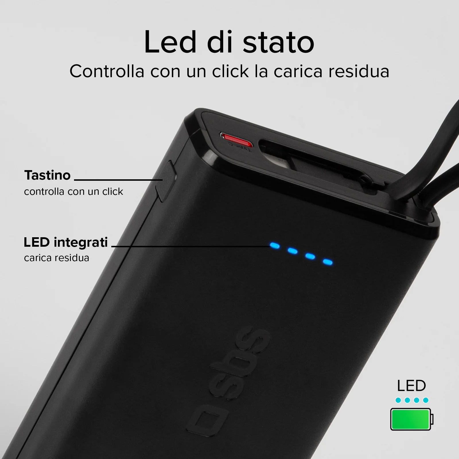 Powerbank Power Delivery 20W da 10000 mAh con cavo USB-C integrato - Image 12