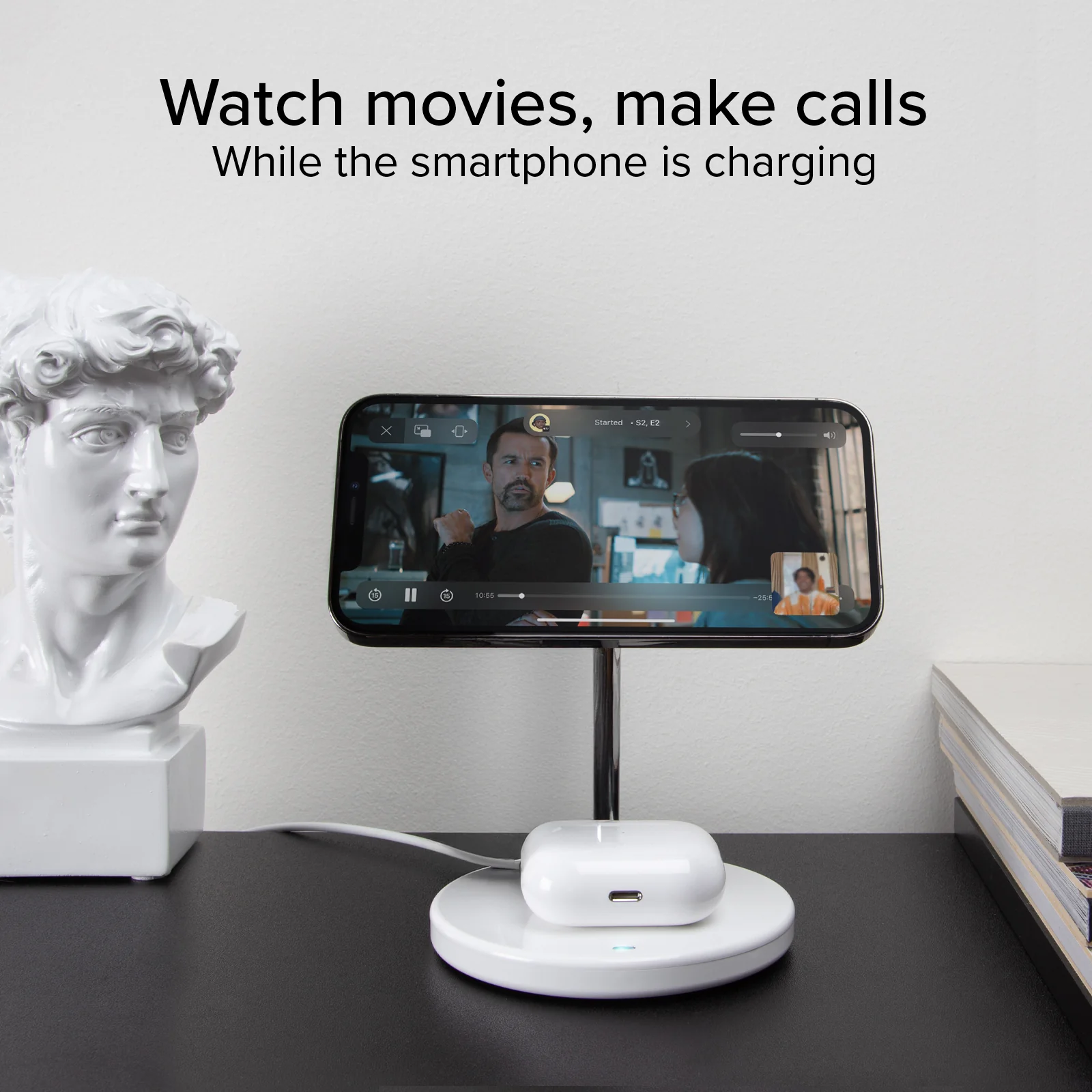 Stazione ricarica wireless 2 in 1 per iPhone, Android, AirPods, auricolari TWS - Image 15