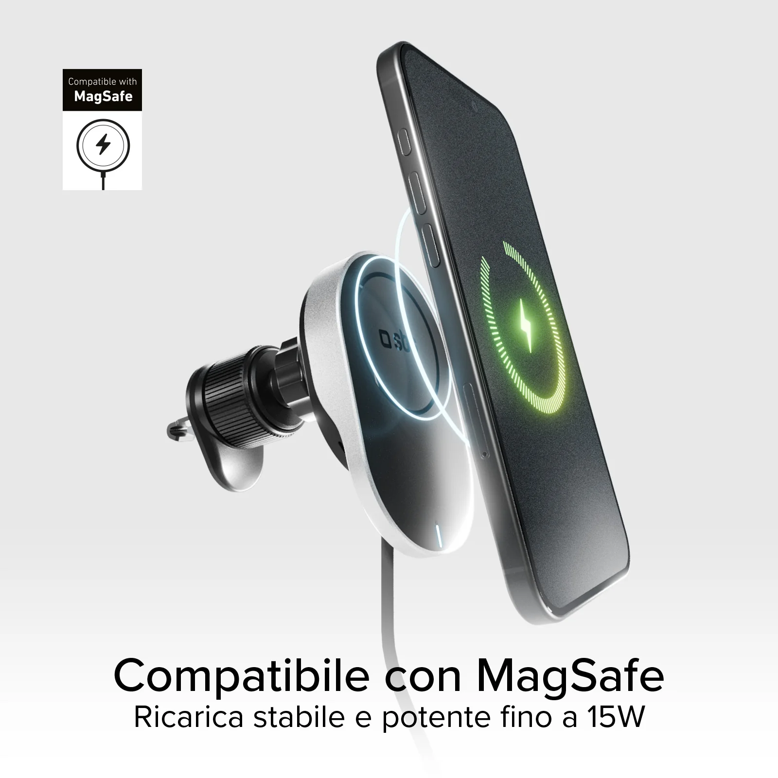 Supporto auto con cavo retrattile e ricarica wireless compatibile con MagSafe - Image 5