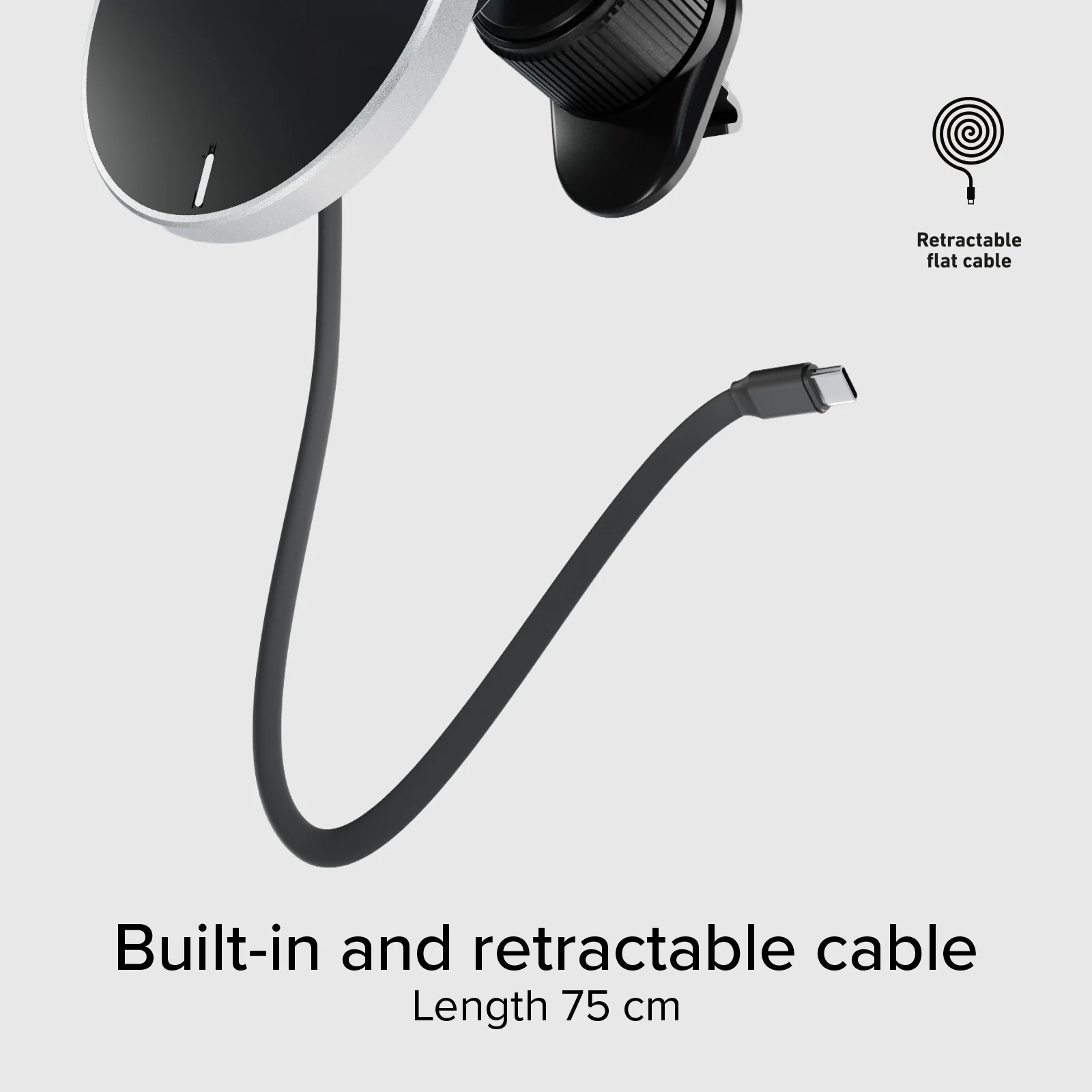 Supporto auto con cavo retrattile e ricarica wireless compatibile con MagSafe - Image 8